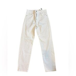 Stradivarius HIgh Waisted White Cream Denim Jeans Straight Leg Size 6
